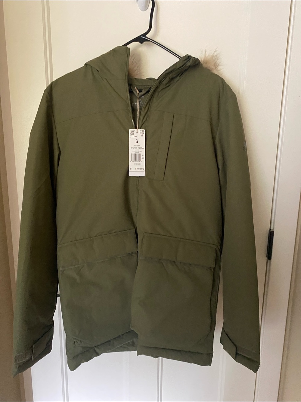 Adidas Olive Green Hooded Parka Jacket -